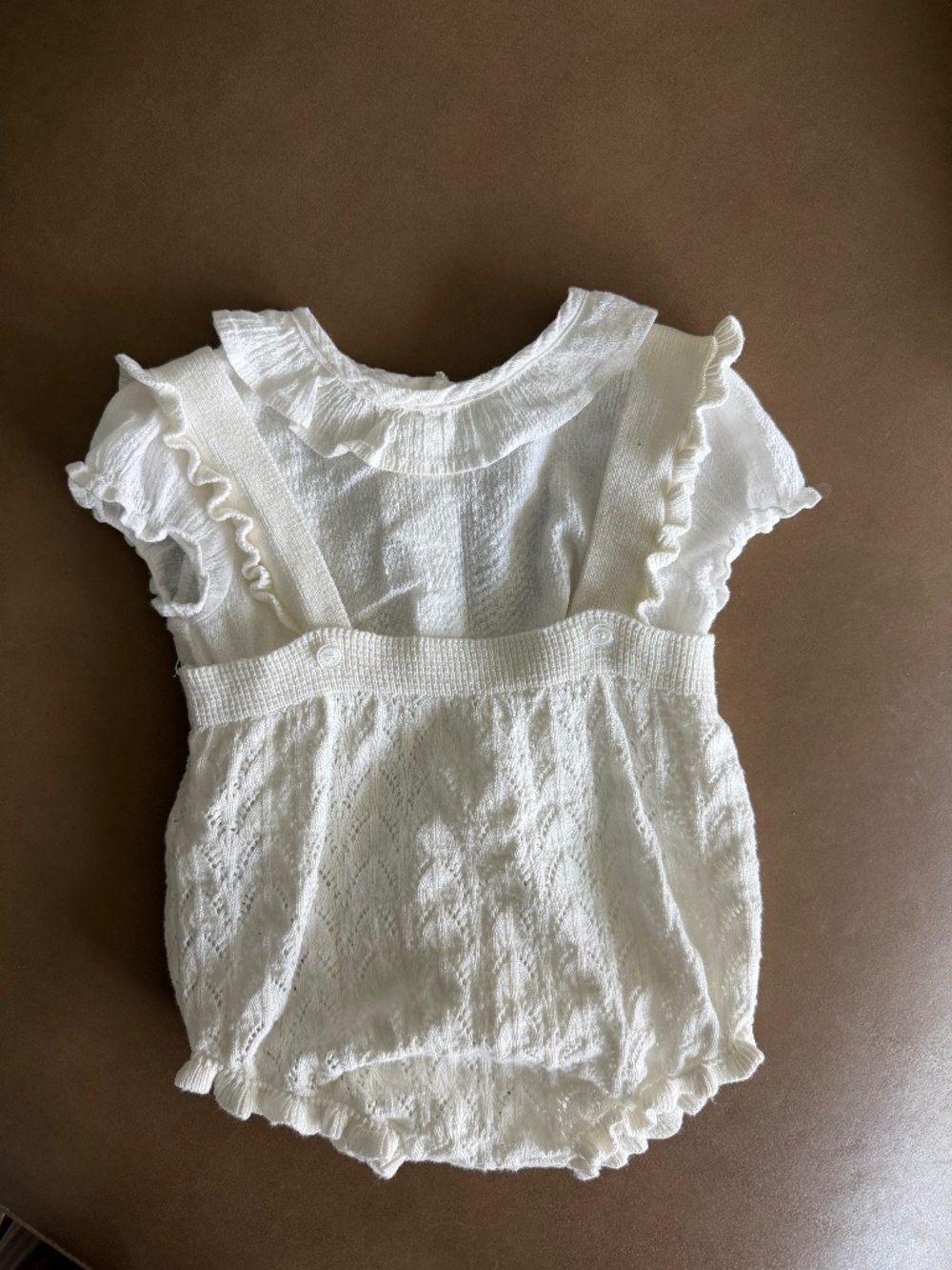 Mayoral knitted romper with puff sleeves